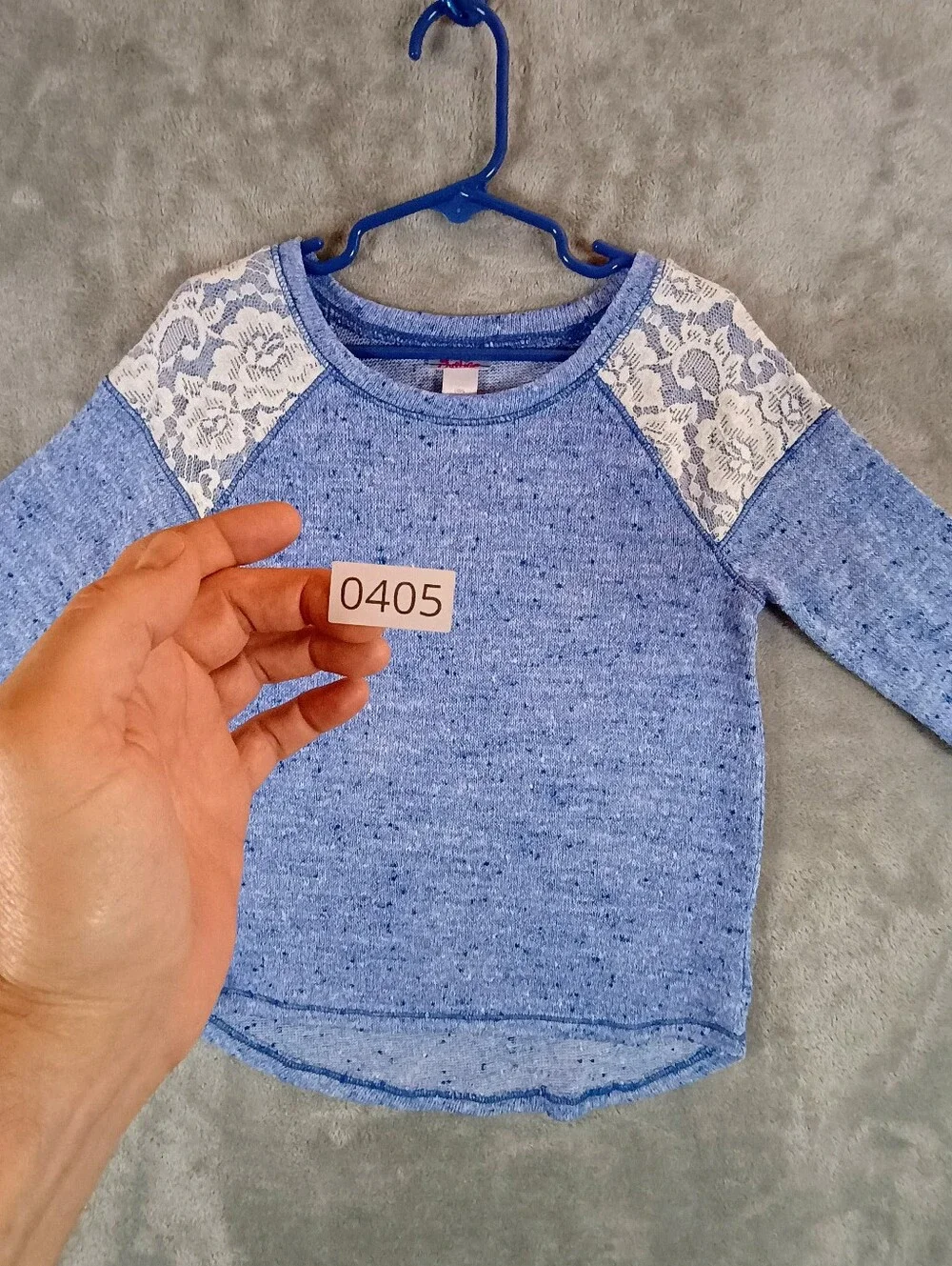 Girls Justice Blue Knit Top Lace Accents Size 7